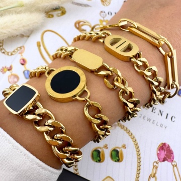 Bratara Paris din Inox placata cu AUR 18K - Img 2