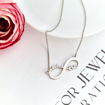 Colier din argint Infinit Love personalizabil cu doua nume - Img 2