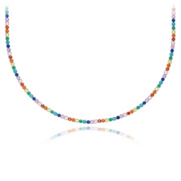 Colier Tennis din argint 925 cu cristale multicolore