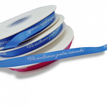 1m x Banda Satin imprimata "Va multumesc pentru comanda"