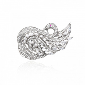 Brosa din argint 925 cu cristale Elegant Swan