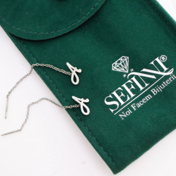 Cercei din Argint 925 cu lantisor - personalizabili cu orice initiale - Img 3