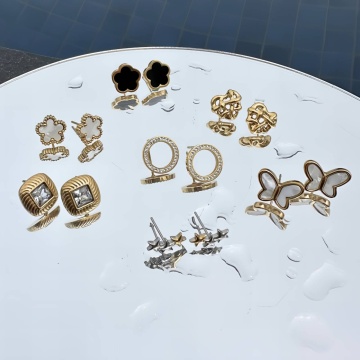 Cercei Spicy din Inox placati cu AUR 18K - Img 2