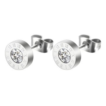 Cercei Timeless White din Inox placat cu AUR alb 18K