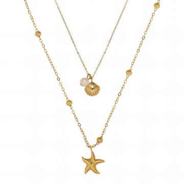Colier Dublu Shell Summer din Inox placat cu AUR