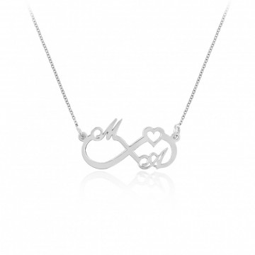 Colier Royal Infinity din argint 925 personalizabil cu 2 initiale la alegere