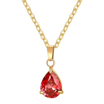 Colier Teardrop RED din Inox placat cu Aur
