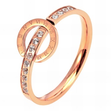 Inel Timeless Crystal din Inox placat cu AUR 18K Roze M7/55