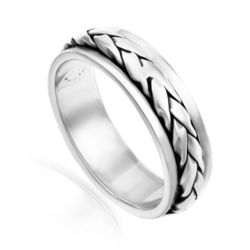Inel unisex tip verigheta antistres Braid Band din argint 925