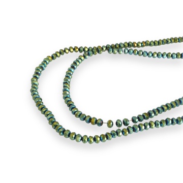Șirag cristale rondele 3 mm, culoare Verde Metalizat - Aprox 130 buc