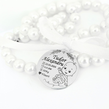 Banut Argint 2.5cm pentru botez - mot - turta personalizabil - Baby Rapsody - Img 3