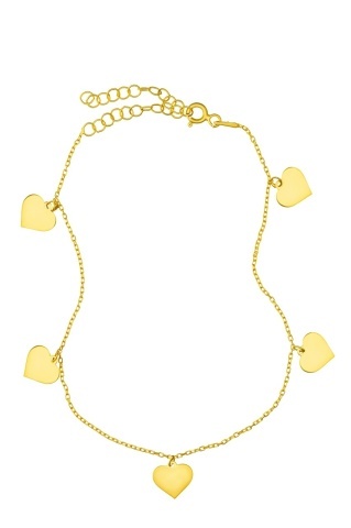 Bratara Hearts cu charmuri din Argint 925 placat cu aur pentru picior - Img 2