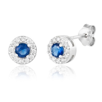 Cercei din argint 925 cu cristale Angel Collection - Dark Blue Edition
