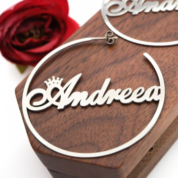 Cercei din Argint 925 personalizabili cu orice nume 4.5cm - Img 4