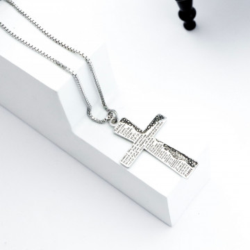 Colier BOX din argint cu cruce gravata Tatal Nostru - Img 7