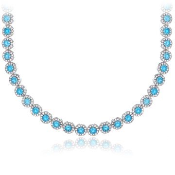 Colier din argint 925 cu cristale Angel Collection - Light Blue Edition