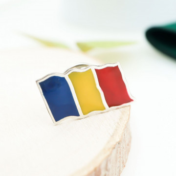 Pin Personalizat din Argint 925 - Steagul Romaniei - Img 2