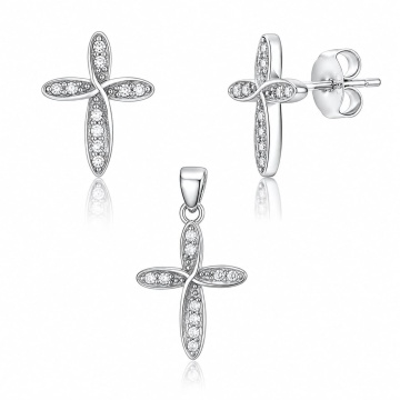 Set cercei si pandantiv din Argint 925 Glam Cross
