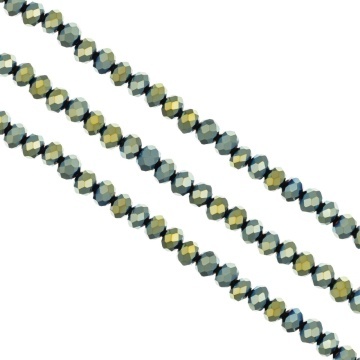 Sirag cristale rondele fatetate 6mm - verde metalizat