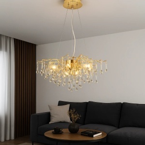 Candelabru Elegant cu 105 Cristale Decorative Design Auriu - "Marvion"