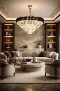 Lustra eleganta cu cristale pentru dining, stil modern luxury