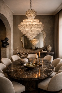 Candelabru Impunător din Cristal Design Grandios în Cascade - "Pristal"