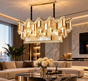 Candelabru Suspendat cu Accente Aurii și Design în Cascadă - "Sorestan" - Img 3