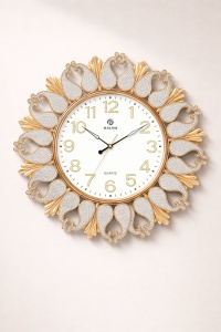 Ceas Perete Silentios cu Fosfor Design Floral cu Strass - "Florevia"