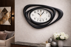Ceas de perete modern design abstract cu cadru negru decorativ