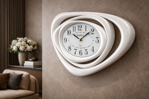 Ceas de perete modern design abstract cadru alb decorativ