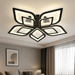 Lustră LED modernă în formă de floare cu elemente geometrice luminoase