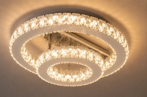 Lustră LED Dublă 66W cu Cristale și Telecomandă Finisaj Cromat 3000–6500K - Img 3