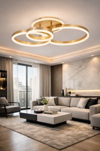 Lustra LED cu inele aurii stil modern