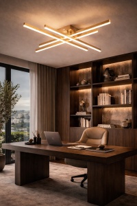 Lustra LED Pătrată Aurie Lumină Reglabilă 3000-6500K - "Nerion"