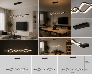 Lustră LED Suspendată cu Design Modern și Forme Ondulate - "Pendrion" - Img 3
