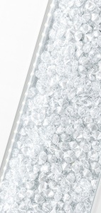Oglindă rotundă de baie cu iluminare LED și ramă de sticlă decorată cu strass argintiu