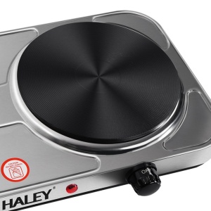Plita Electrica HALEY HY-1893, 2 Zone de Gatit, Putere 1500W + 1000W, Design Elegant din Otel Inoxidabil