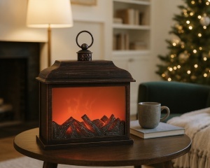 șemineu decorativ vintage cu jar artificial, model felinar de agățat