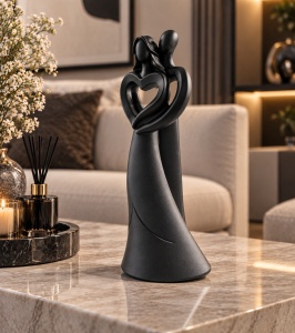 Statuetă Decorativă Cuplu cu Inimă Design Abstract - "Deviro" - Img 3