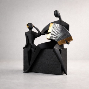 Statueta Minimalista Acordeonist cu Copil - "Arvionel"