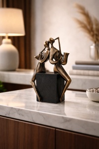 Figurina decorativa cu 2 cantareti jazz si instrumente suflatoare