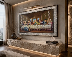 Tablou Cina cea de Taina cu Pietricele si Sclipici 92x62cm