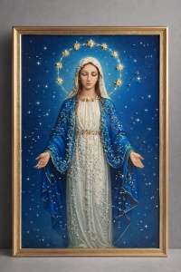 Tablou Maica Domnului cu Pietricele 74x54cm - Gold