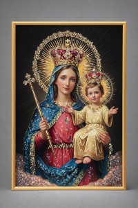 Tablou Maica Domnului cu Pruncul Iisus Hristos cu Pietricele 60x40cm - Gold