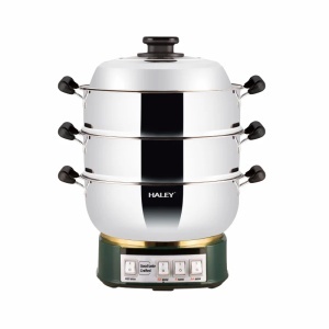 Vas Electric Multifuncțional HALEY HY-501, 2100W, Inox Premium cu Abur pe Două Nivele, Ideal pentru Gătit Sănătos Acasă sau la Hotel