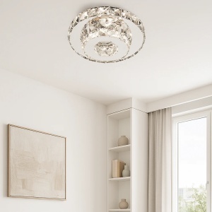 Aplica LED Cristal Moderna cu Telecomanda 46W cu 3 Trepte de Lumina Alb Rece-Cald - "Aurelen"