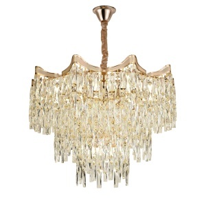 Candelabru mare cu cristale în cascadă, design luxos pentru living