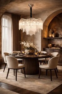 Candelabru mare cu cristale în cascadă, design luxos pentru living