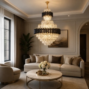 Candelabru Elegant cu Finisaj Negru si Cristale - "Naverion"