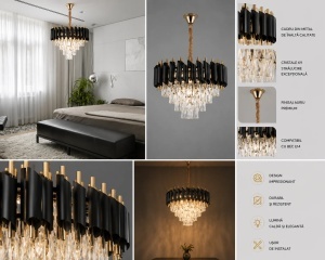 Candelabru Elegant Finisaj Negru - "Caveris" - Img 2